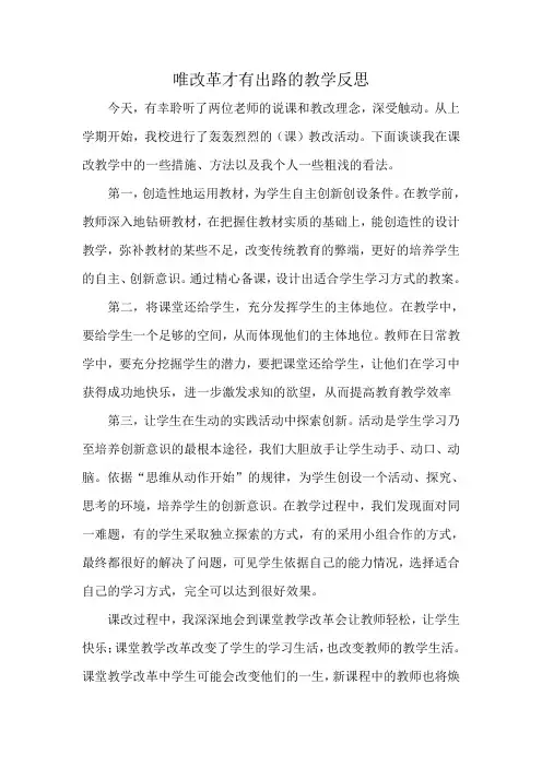 唯改革才有出路的教学反思