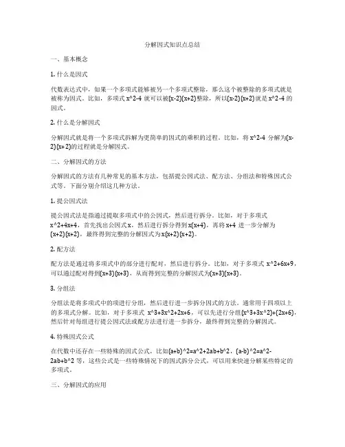 分解因式知识点总结