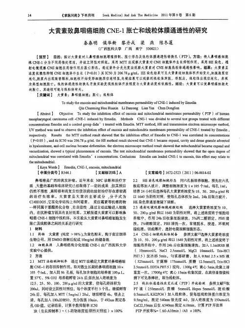 大黄素致鼻咽癌细胞CNE-1胀亡和线粒体膜通透性的研究