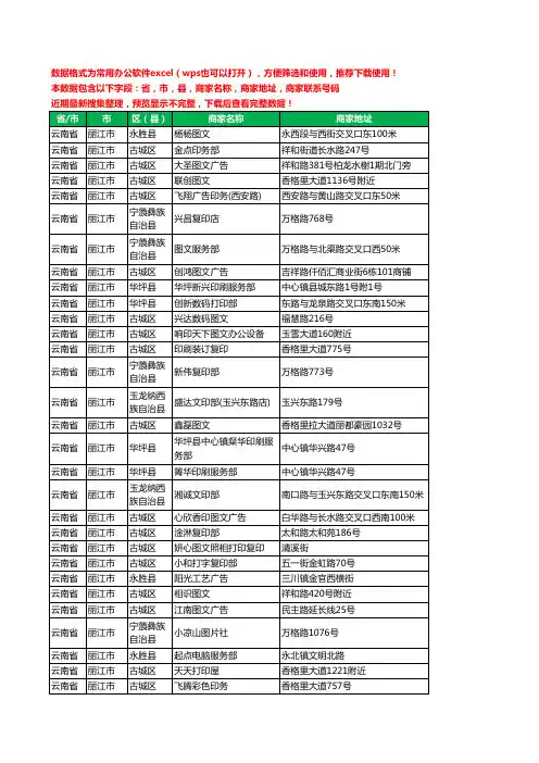 2020新版云南省丽江市复印工商企业公司商家名录名单黄页联系电话号码地址大全97家