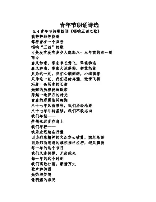 青年节朗诵诗选