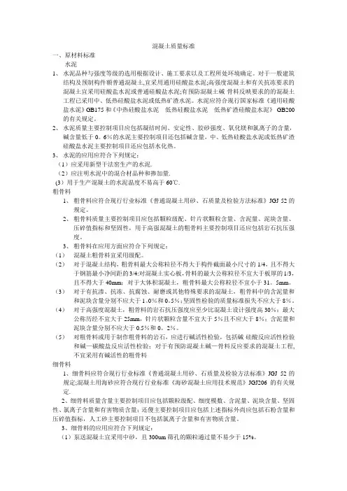 混凝土质量标准