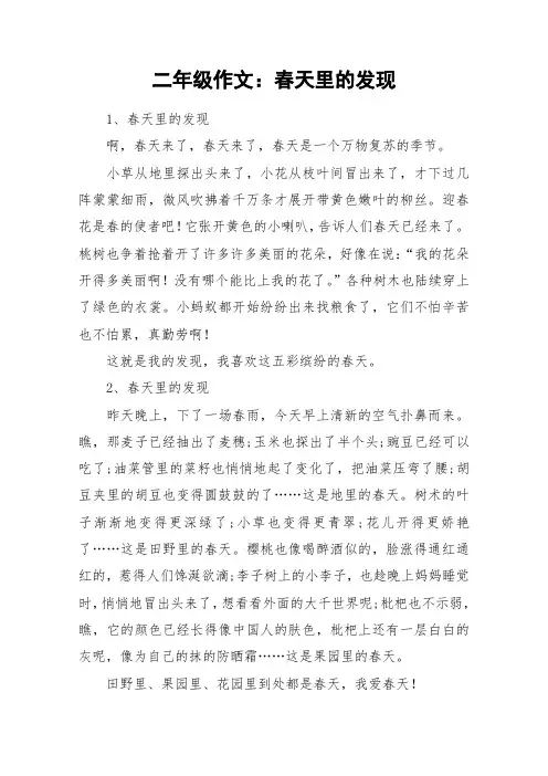二年级作文：春天里的发现_作文