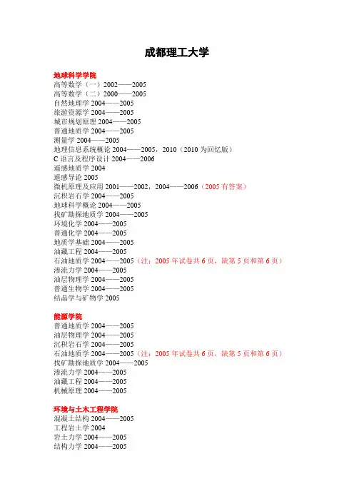 成都理工大学(已有10试题)