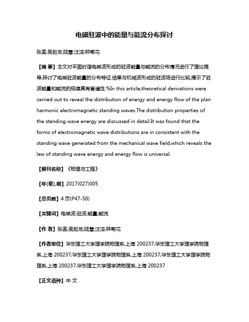 电磁驻波中的能量与能流分布探讨