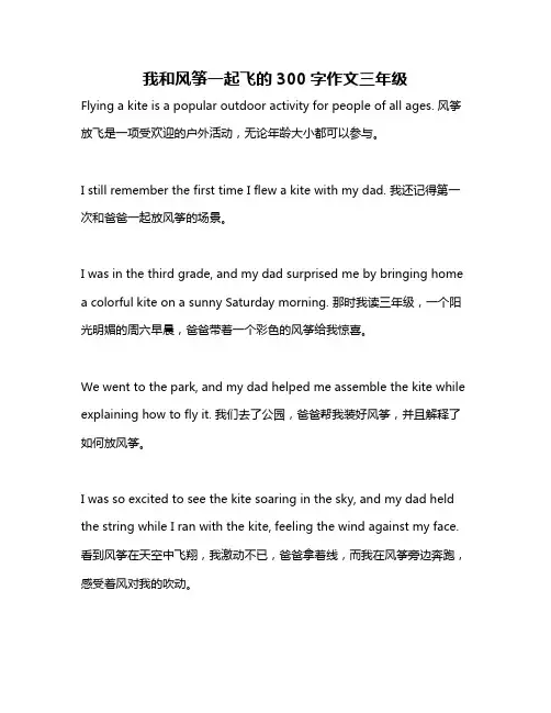 我和风筝一起飞的300字作文三年级