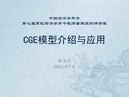 四、CGE模型介绍与应用(徐滇庆)