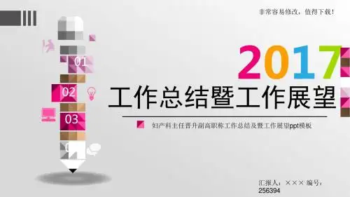 最新妇产科主任晋升副高职称工作总结及暨工作展望ppt模板