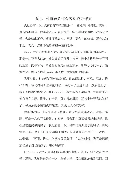 种植蔬菜体会劳动成果作文精选6篇