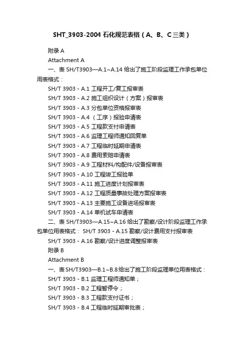 SHT_3903-2004石化规范表格（A、B、C三类）