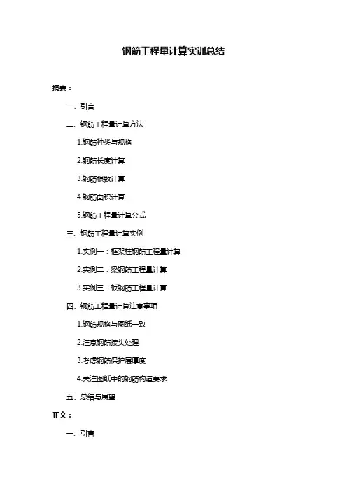 钢筋工程量计算实训总结