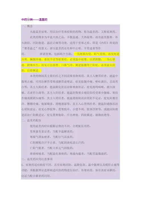 中药分类——温里药
