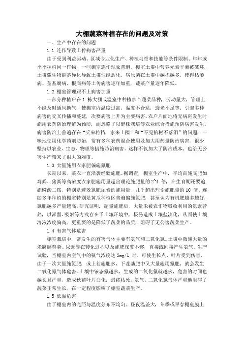 大棚蔬菜种植存在的问题及对策讲解