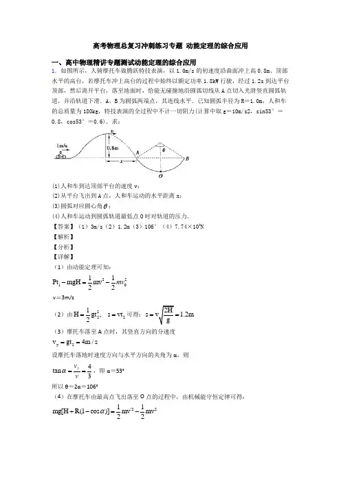 高考物理总复习冲刺练习专题 动能定理的综合应用