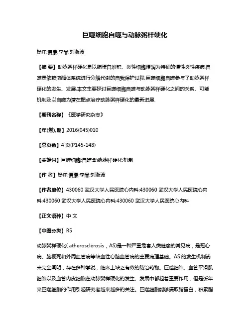 巨噬细胞自噬与动脉粥样硬化