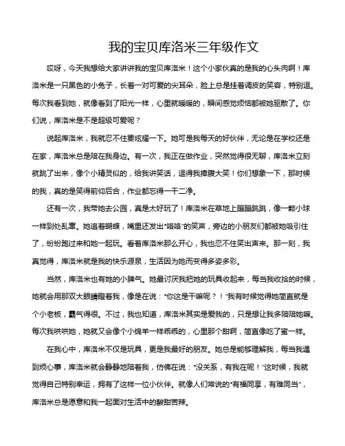 我的宝贝库洛米三年级作文