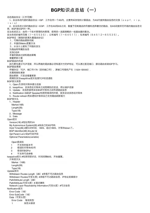 BGP知识点总结（一）