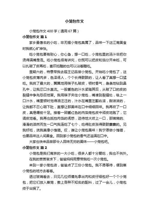 小笼包作文400字（通用67篇）