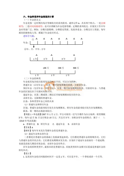 年金终值和年金现值的计算