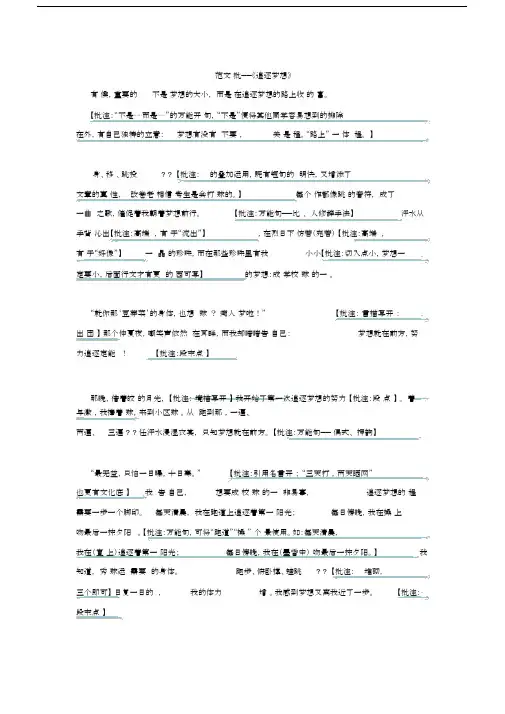(word完整版)2019初中记叙文范文《追逐梦想》详批.docx