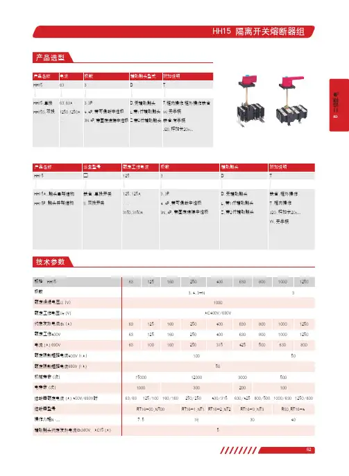 德力西电气 HH15隔离开关产品说明书