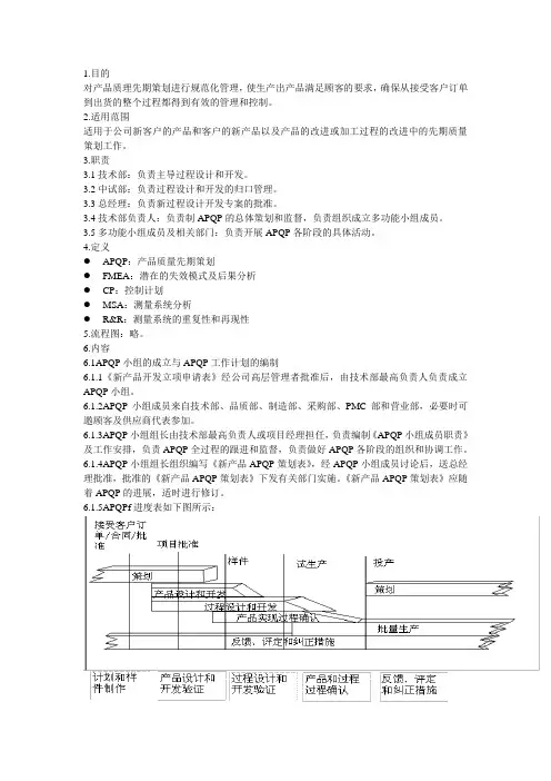 先期产品质量策划控制制程序