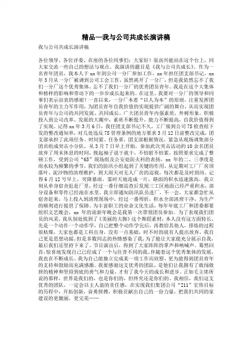 精品—我与公司共成长演讲稿