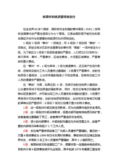 核事件和核泄露等级划分