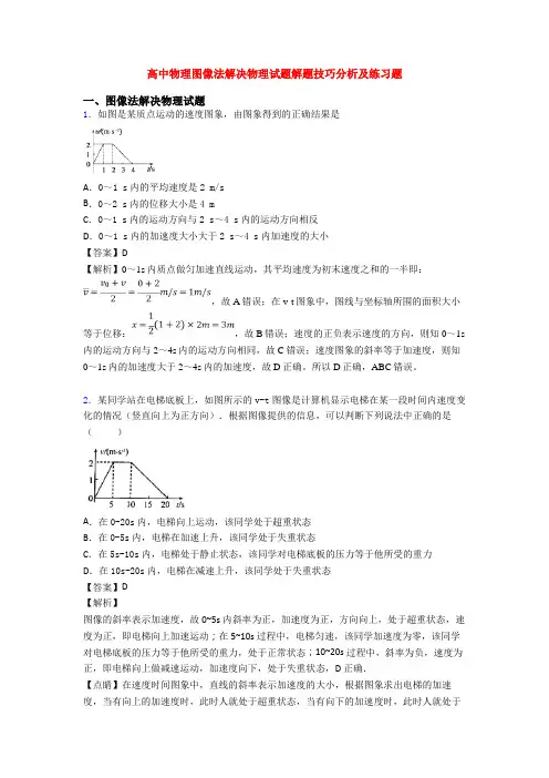 高中物理图像法解决物理试题解题技巧分析及练习题