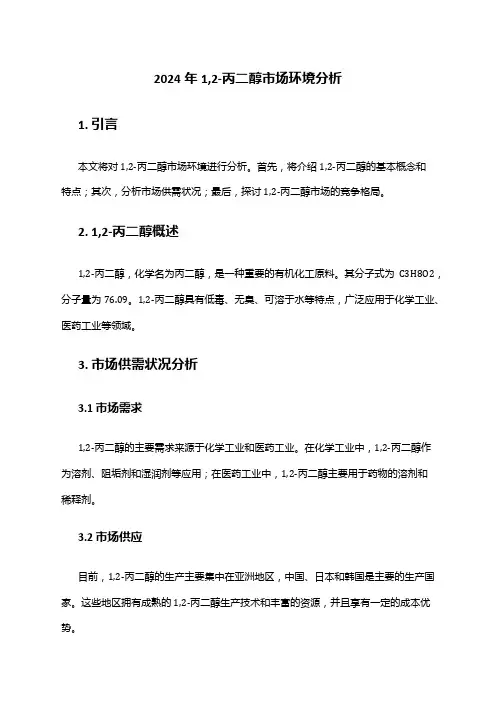 2024年1,2-丙二醇市场环境分析