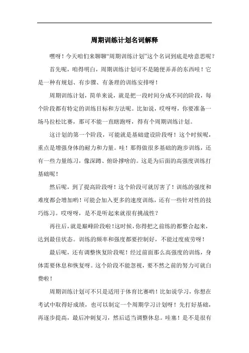 周期训练计划名词解释
