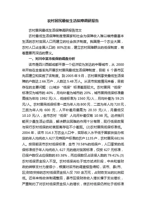 农村居民最低生活保障调研报告
