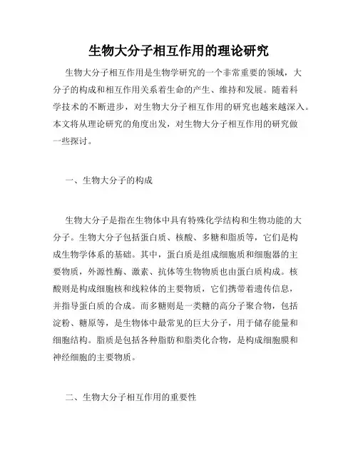 生物大分子相互作用的理论研究