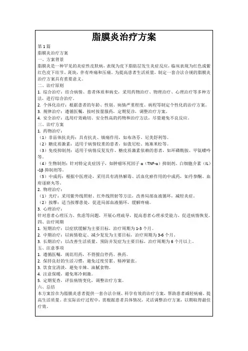 脂膜炎治疗方案