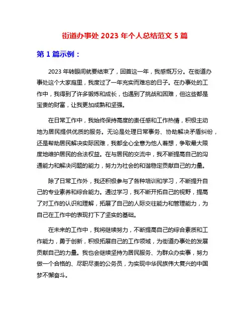 街道办事处2023年个人总结范文5篇