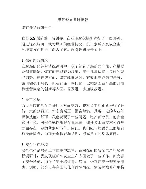 煤矿领导调研报告