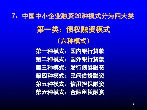 [融资]中小企业融资方式清单(28种)