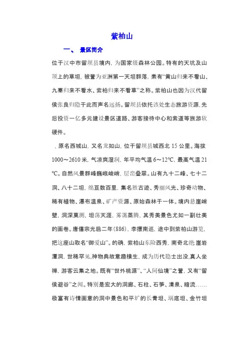 紫柏山景区内路线攻略
