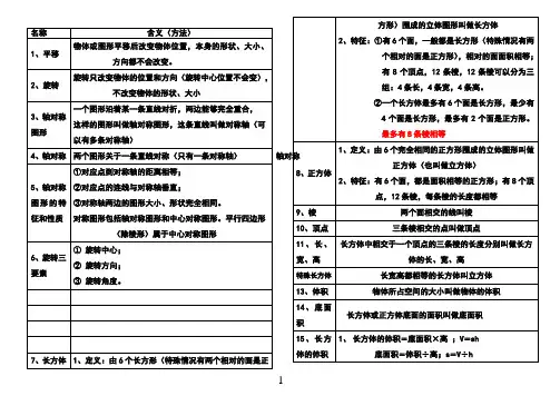 人教版小学五年级数学概念-公式