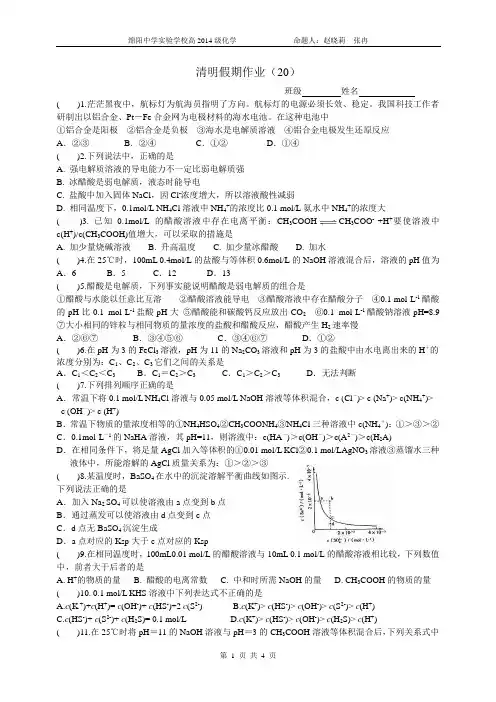 清明假期作业