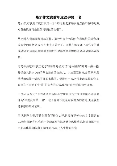 楚才作文我的年度汉字第一名