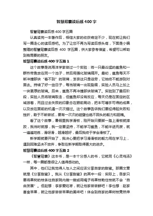 智慧背囊读后感400字五篇