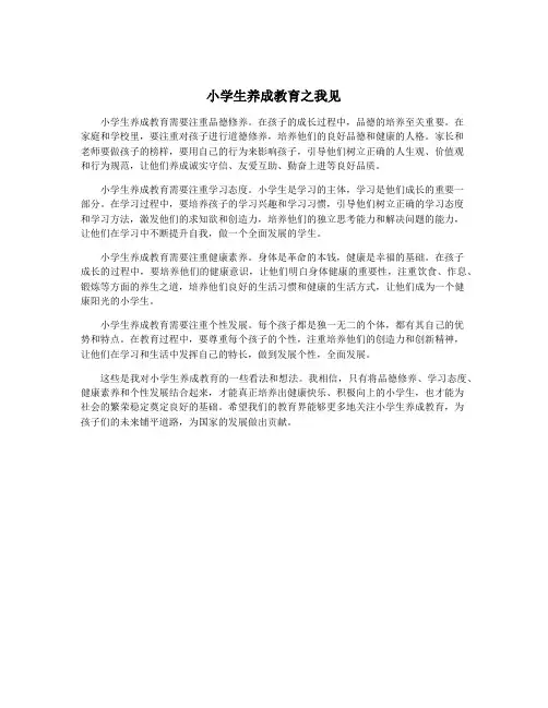 小学生养成教育之我见