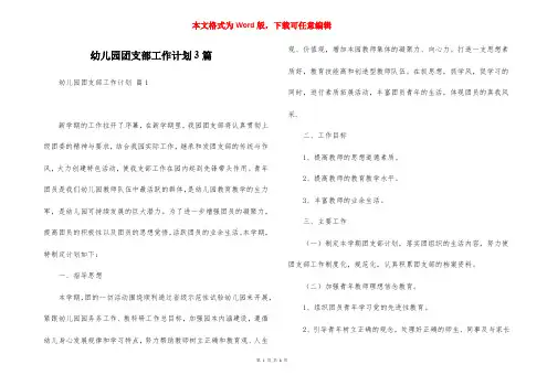 幼儿园团支部工作计划3篇