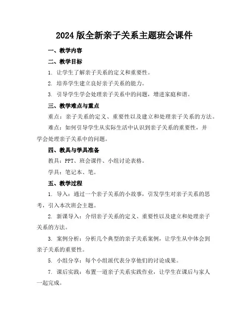 2024版全新亲子关系主题班会课件