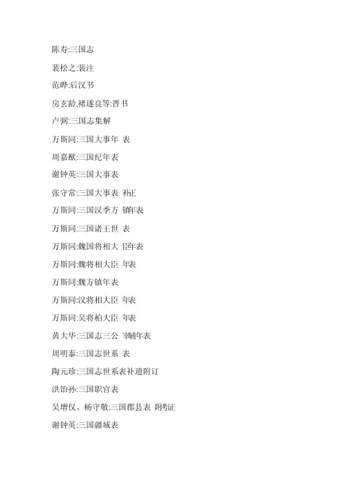 三国时期文献资料大全
