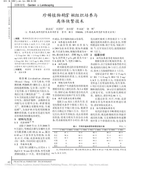 珍稀植物鹅掌楸组织培养与离体快繁技术_郭治友