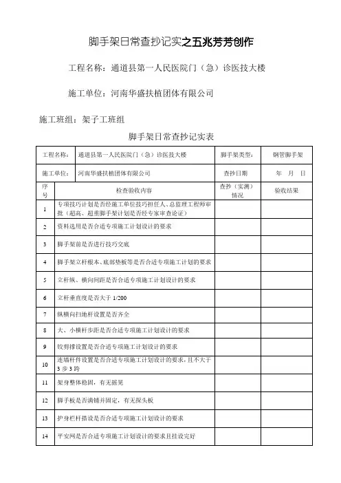 脚手架日常(检查)记录表