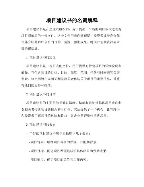 项目建议书的名词解释