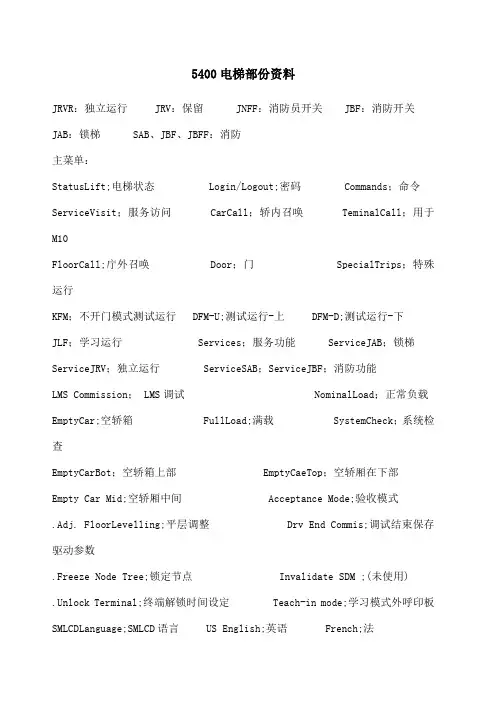 迅达 部分调试 说明